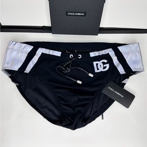 Dolce&Gabbana D&G DG Logo Sexy Beach Pool Swim Speedo Brief Shorts NWT ITALY L